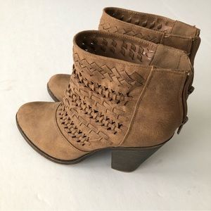 Fergalicious Tan Brown Faux Suede Booties